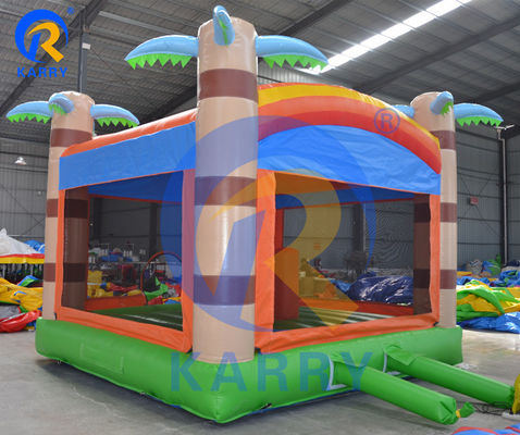 Unisex Children's Inflatable Bouncer House with Customizable Palm Tree Trampoline Bed