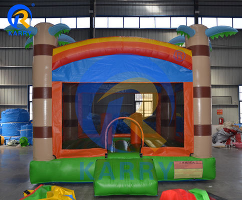 Unisex Children's Inflatable Bouncer House with Customizable Palm Tree Trampoline Bed