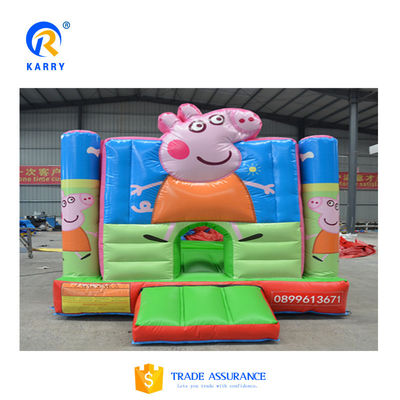 Commercial Event Promotion Inflatable Castle Slide with Kids Cartoon Pig Bounce House
