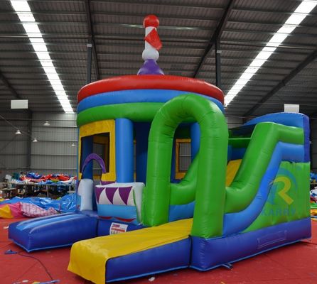 PORTABLE Cylindrical PVC Bouncy Castle with Side Slide and Inflatable Dome The Ultimate Party Experience