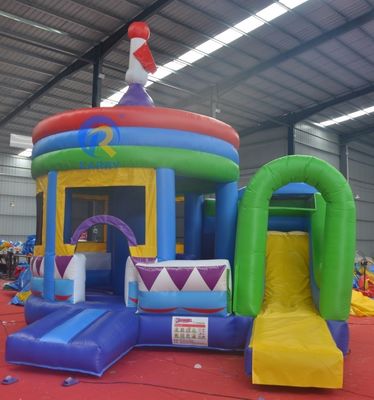 PORTABLE Cylindrical PVC Bouncy Castle with Side Slide and Inflatable Dome The Ultimate Party Experience
