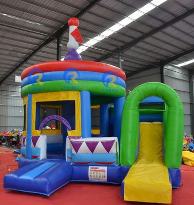 PORTABLE Cylindrical PVC Bouncy Castle with Side Slide and Inflatable Dome The Ultimate Party Experience