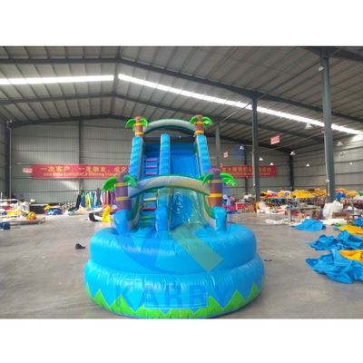 0.55mm PVC Tarpaulin Backyard Inflatable Slide Dual Lane Water Slide with D-Rings