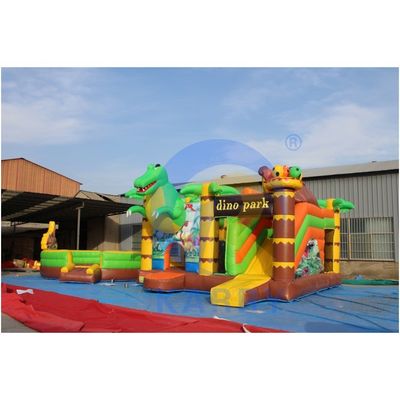 Commercial Grade Dino Park Air Bounce House Combo Slide Bouncers Jumpers for Kids