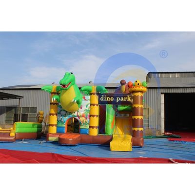 Commercial Grade Dino Park Air Bounce House Combo Slide Bouncers Jumpers for Kids