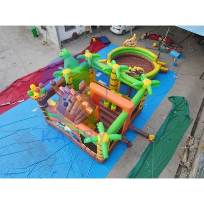 Commercial Grade Dino Park Air Bounce House Combo Slide Bouncers Jumpers for Kids
