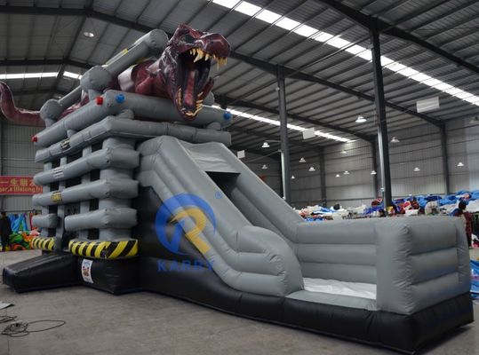Amusement Park Equipment Caged Beast Bouncy Castle Inflatable Bounce House with Slide