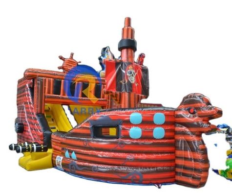 Easy Set Up Pirate Ship Inflatable Bounce House for Kids' Outdoor Play