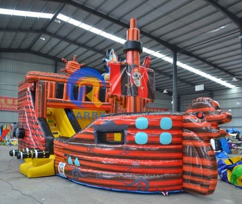 Easy Set Up Pirate Ship Inflatable Bounce House for Kids' Outdoor Play