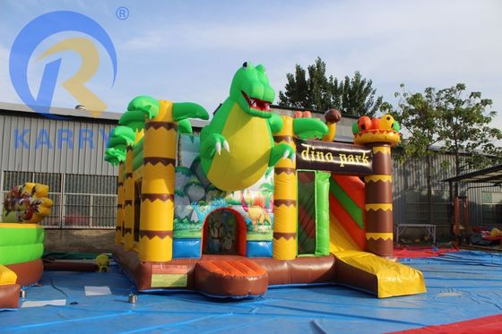 Features PORTABLE Children's Party Jumping Bouncy Castle with Slide in Dinosaur Theme