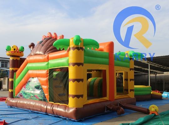 Features PORTABLE Children's Party Jumping Bouncy Castle with Slide in Dinosaur Theme