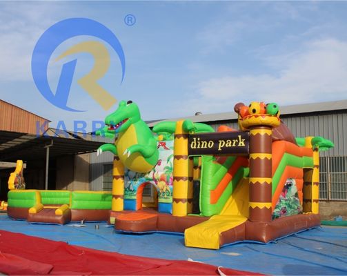 Features PORTABLE Children's Party Jumping Bouncy Castle with Slide in Dinosaur Theme