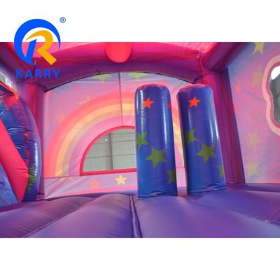 PVC Rainbow Unicorn Inflatable Bouncer House with Inflatable Pool Slide and 3 in 1 Game