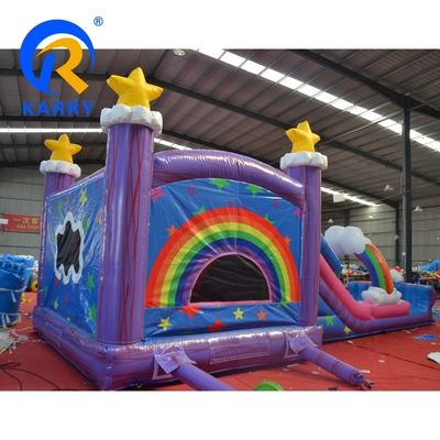 PVC Rainbow Unicorn Inflatable Bouncer House with Inflatable Pool Slide and 3 in 1 Game