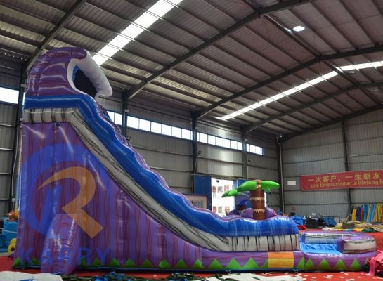 2023 Promotion Steep Landslide Magic Palm Tree Water Purple Slide Inflatable with Pool
