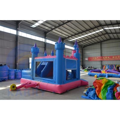 Unisex Customized Inflatable 3 in 1 Castle with Frozen Theme Blue Color and Long Slide