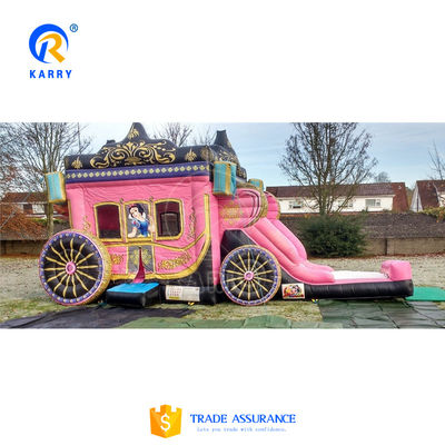 2023 Pink Inflatable Princess Carriage Bouncy Castle with Slides Kid's Favorite Toy Game