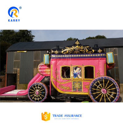 2023 Pink Inflatable Princess Carriage Bouncy Castle with Slides Kid's Favorite Toy Game