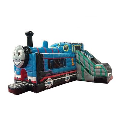 Features PORTABLE Inflatable Slide Inside the Mall 2024 Cartoon Train Slide Trampoline