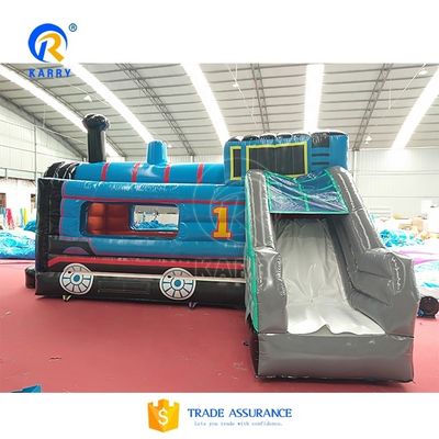 Features PORTABLE Inflatable Slide Inside the Mall 2024 Cartoon Train Slide Trampoline