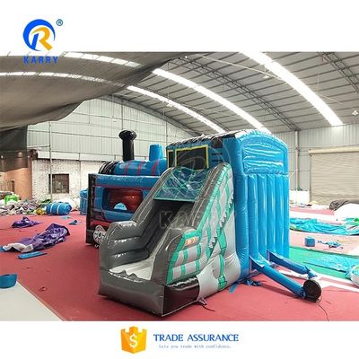 Features PORTABLE Inflatable Slide Inside the Mall 2024 Cartoon Train Slide Trampoline