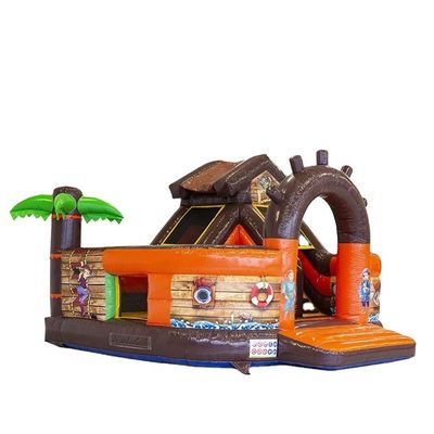 Inflatable Pirate Ship Theme Bouncy Castle with Slide and Customized Logo Acceptable