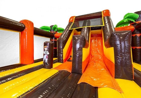 Inflatable Pirate Ship Theme Bouncy Castle with Slide and Customized Logo Acceptable