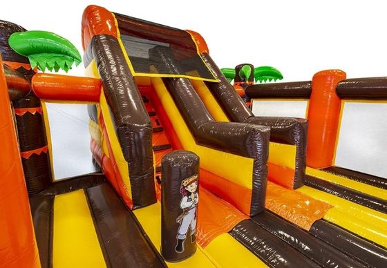 Inflatable Pirate Ship Theme Bouncy Castle with Slide and Customized Logo Acceptable