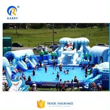 Large Pool Inflatable Bouncy House Bounce Castle with Blower and Inflatable Water Slide
