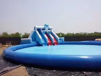 Large Pool Inflatable Bouncy House Bounce Castle with Blower and Inflatable Water Slide