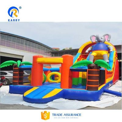 Customized Inflatable Elephant Bouncer Slide Obstacle Course Combo Perfect for Events