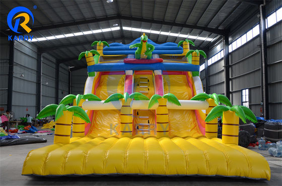 Inflatable Bouncy Castle Slide Combo Commercial Tropical Dinosaur Bounce House with Slide
