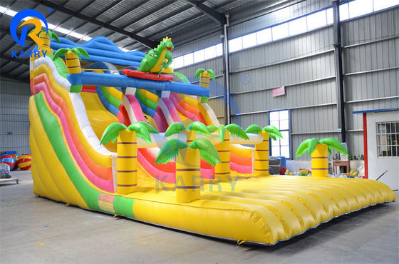 Inflatable Bouncy Castle Slide Combo Commercial Tropical Dinosaur Bounce House with Slide