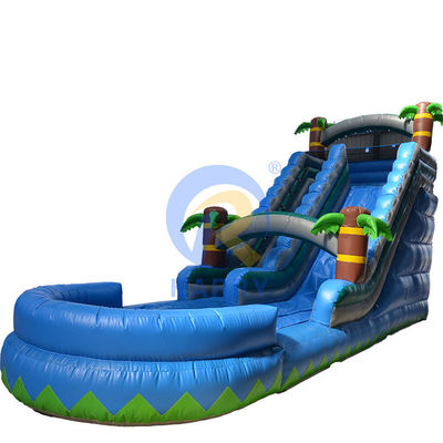 Logo Client's Logo One Wide Lane PVC Inflatable Water Pool Slide for Water Park Equipment