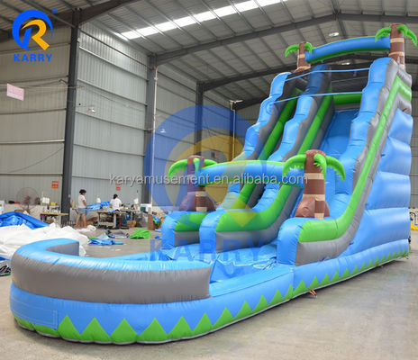 Logo Client's Logo One Wide Lane PVC Inflatable Water Pool Slide for Water Park Equipment