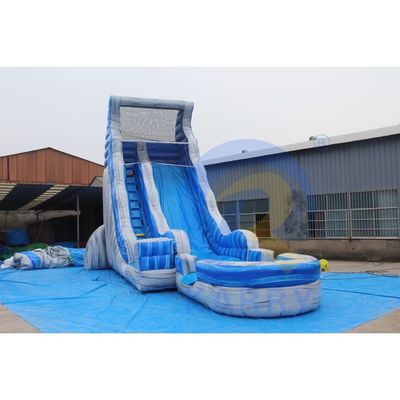 Magic Large Crush Running Bouncy Games Commercial 32ft Blue Long Inflatable Water Slide