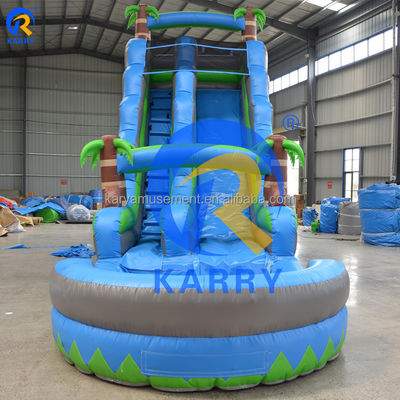 Logo Client's Logo One Wide Lane PVC Inflatable Water Pool Slide for Water Park Equipment
