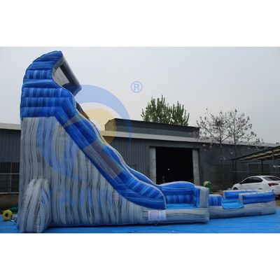 Magic Large Crush Running Bouncy Games Commercial 32ft Blue Long Inflatable Water Slide