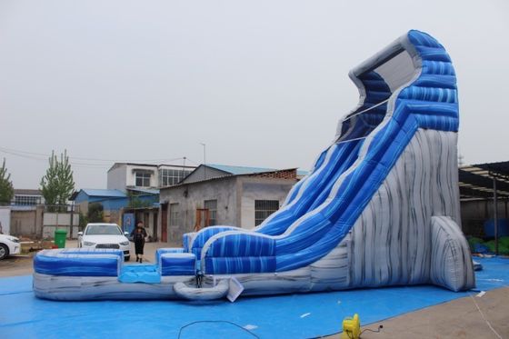 Magic Large Crush Running Bouncy Games Commercial 32ft Blue Long Inflatable Water Slide