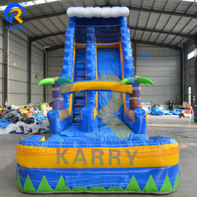 Outdoor Playground Big Palm Tree Water Slide CE Standard Air Blower Included