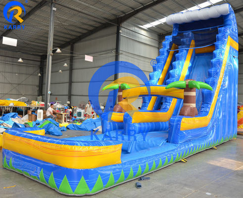 Outdoor Playground Big Palm Tree Water Slide CE Standard Air Blower Included