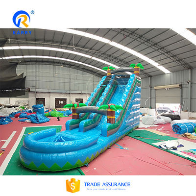 Kids Outdoor Playground CE Certified Inflatable Palm Tree Water Slide with Pool