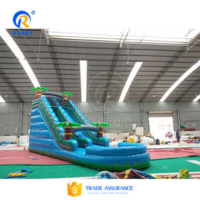Kids Outdoor Playground CE Certified Inflatable Palm Tree Water Slide with Pool