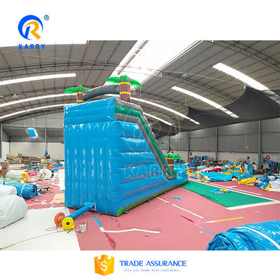 Kids Outdoor Playground CE Certified Inflatable Palm Tree Water Slide with Pool