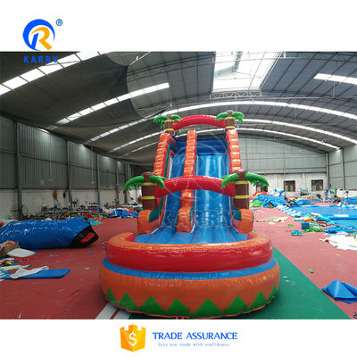 Kids Outdoor Playground CE Certified Inflatable Palm Tree Water Slide with Pool