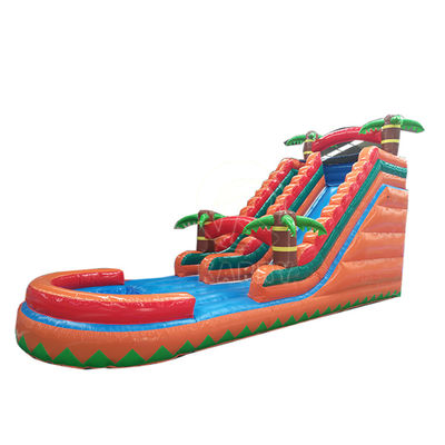 Kids Outdoor Playground CE Certified Inflatable Palm Tree Water Slide with Pool