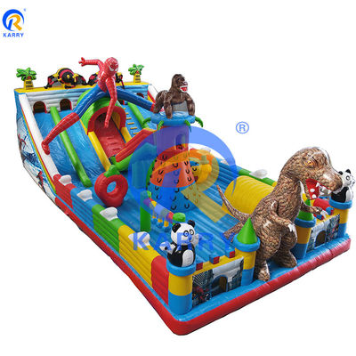 Spiderman Inflatable Slides Combo Obstacle Course Unisex Outdoor Playground Bouncer Slide