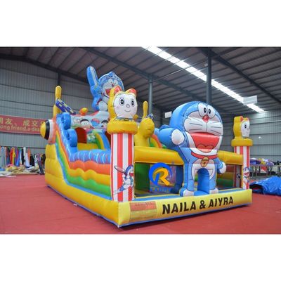 Kids Inflatable Bouncy Castle Ding dang Cat Theme Jumping Bouncer House with Slide