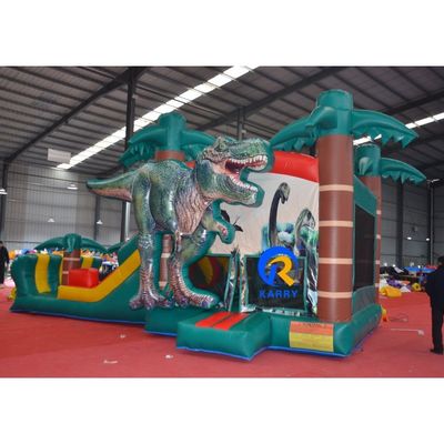 Features Kids Outdoor Playground Dinosaur Inflatable Bouncy Castle with Slide Wet Dry