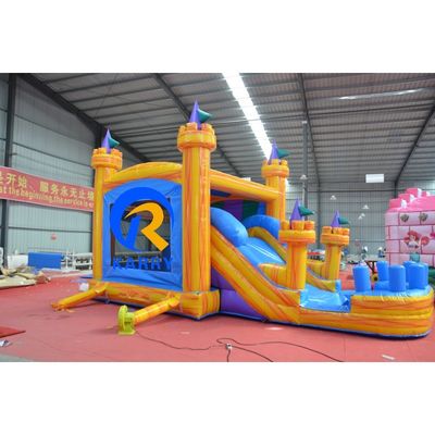 23 x 13ft Crossover Building Block Inflatable Bounce House with Slide PVC Yellow Castle